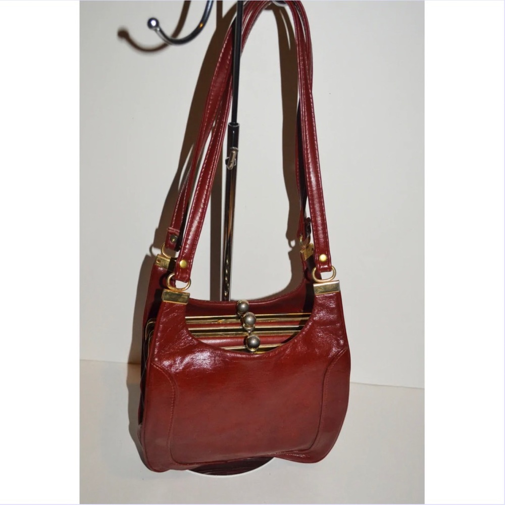 Vintage Burgundy Leather Shoulder Bag